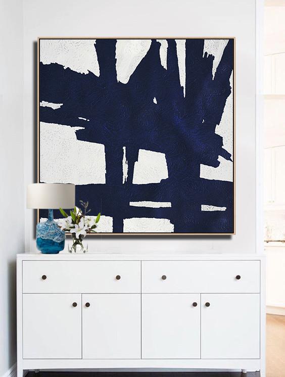 Navy Blue Minimalist Painting #NV302A - Click Image to Close